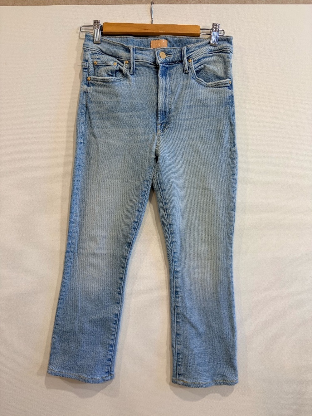 MOTHER The Insider Crop Step Fray Jeans Light Wash Size 27 Altered Petite